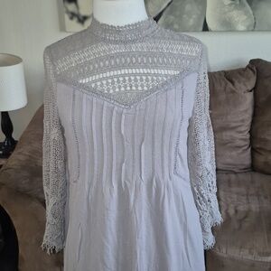 Free People Gray Lace Blouse